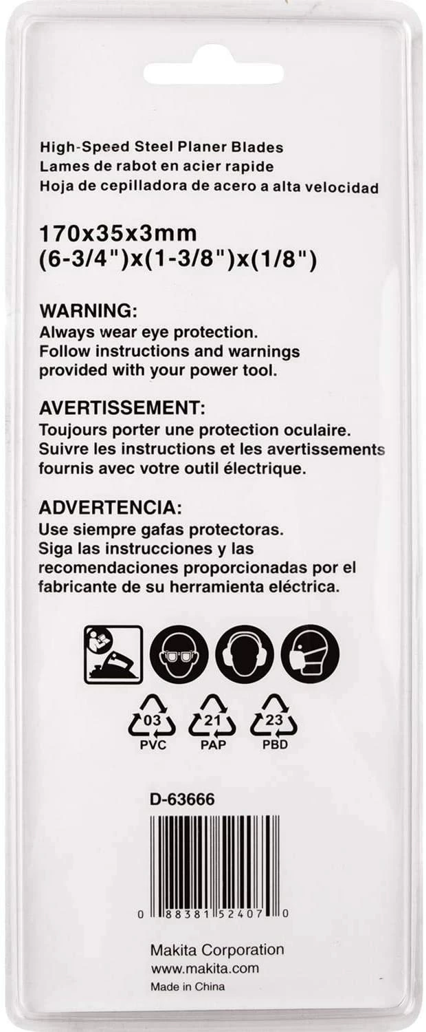 Makita D-63666 6-3/4" Planer Blade, High Speed Steel, 2/Pk 2 Makita D-63666 6-3/4" Planer Blade, High Speed Steel, 2/Pk - Image 2
