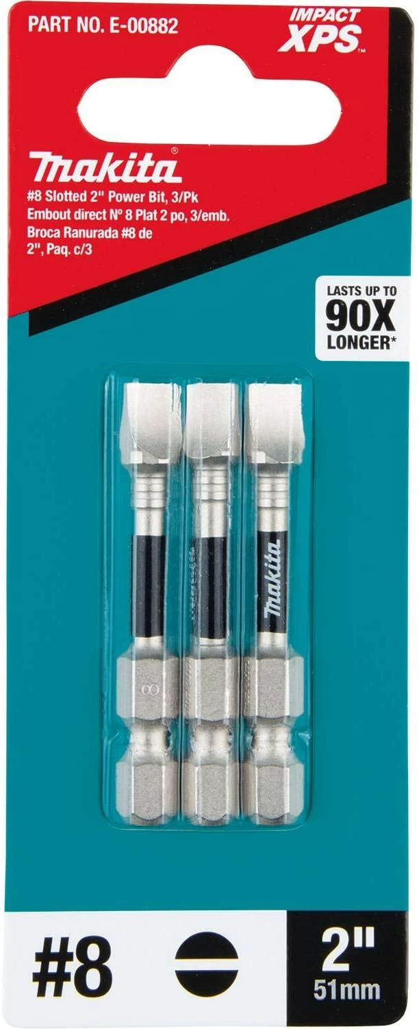 Makita E-00882 Impact XPS #8 Slotted 2" Power Bit, 3/pk 3 Makita E-00882 Impact XPS #8 Slotted 2" Power Bit, 3/pk - Image 3
