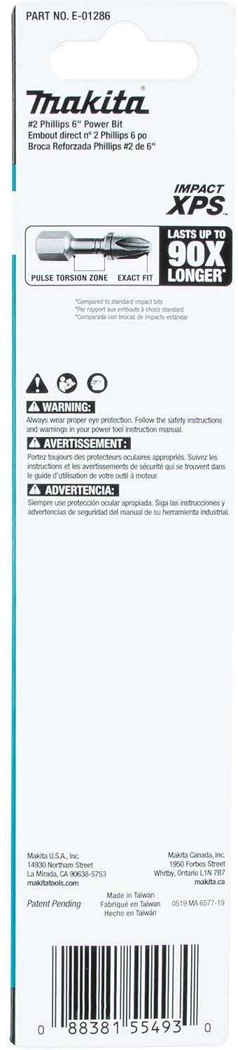 Makita E-01286 Impact XPS #2 Phillips 6" Power Bit 3 Makita E-01286 Impact XPS #2 Phillips 6" Power Bit - Image 3