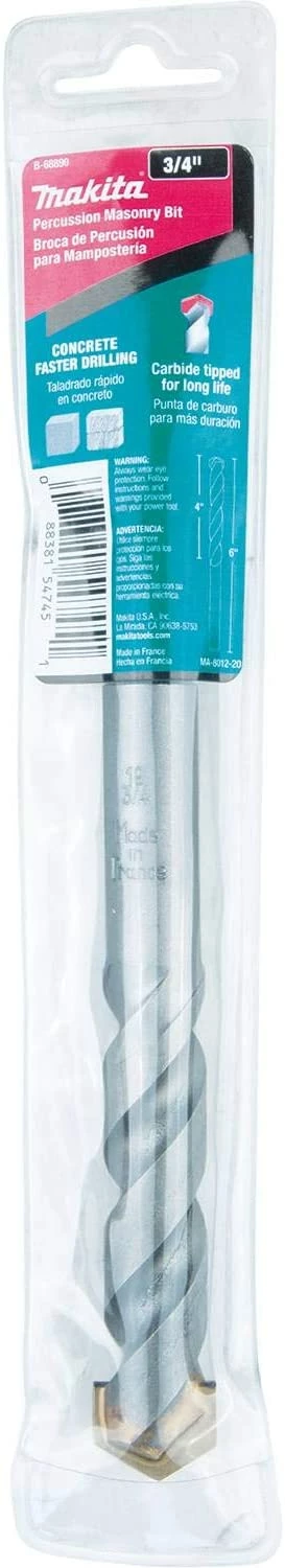 Makita B-68890 3/4" x 6" Carbide Tipped Percussion Masonry Hammer Drill Bit 3 Makita B-68890 3/4" x 6" Carbide Tipped Percussion Masonry Hammer Drill Bit - Image 3