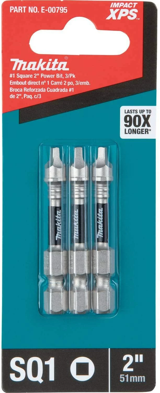 Makita E-00795 Impact XPS #1 Square 2" Power Bit, 3/pk 3 Makita E-00795 Impact XPS #1 Square 2" Power Bit, 3/pk - Image 3