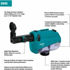 Makita DX05 Dust Extractor Attachment with Hepa Filter Cleaning Mechanism 5 Makita DX05 Dust Extractor Attachment with Hepa Filter Cleaning Mechanism -Deals Makita Tools Store 7122oWHahL. AC SL1500