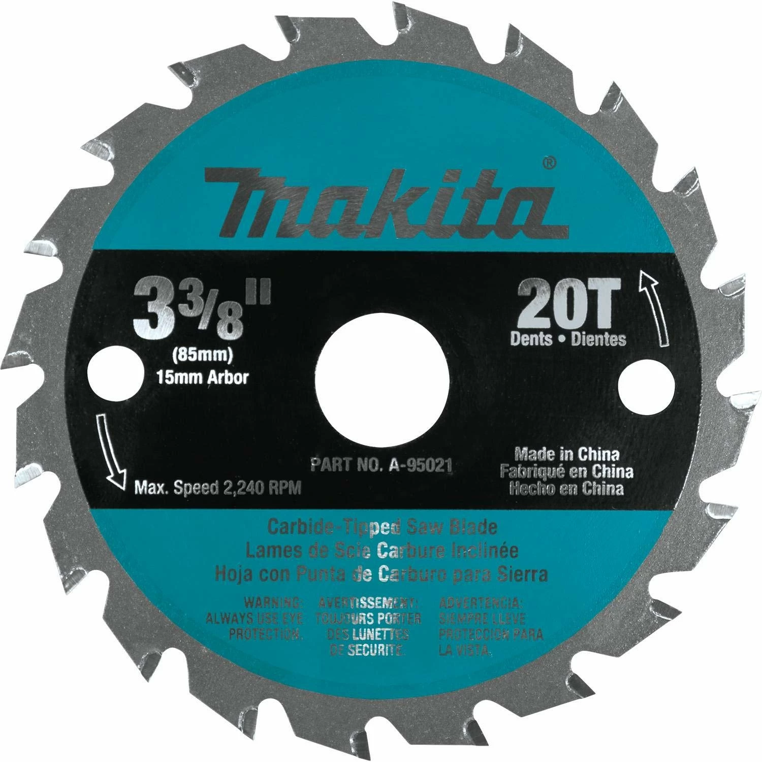 Makita A-95021 3-3/8" 20T Carbide-Tipped Circular Saw Blade, General Purpose 1 Makita A-95021 3-3/8" 20T Carbide-Tipped Circular Saw Blade, General Purpose