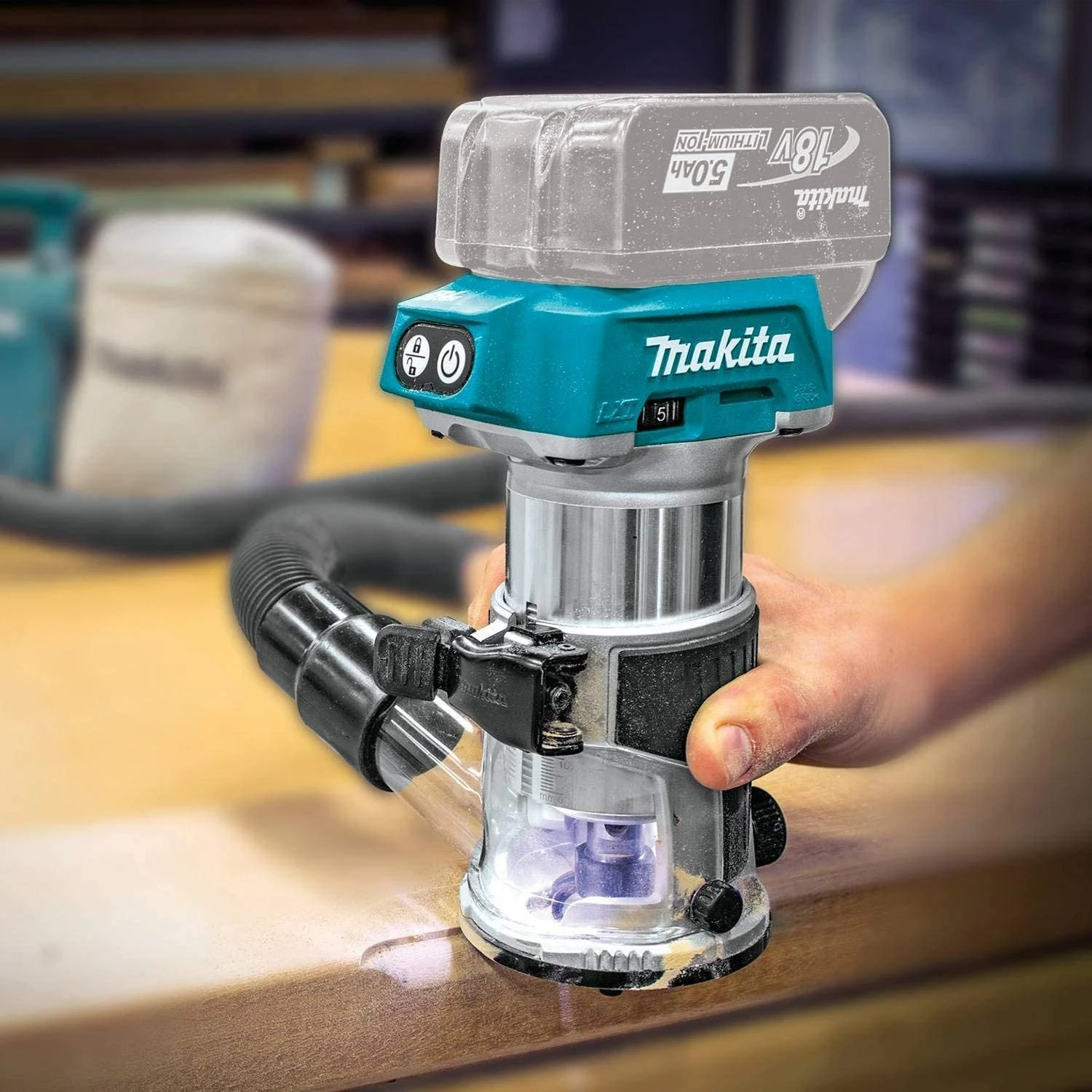 Makita XTR01Z 18V LXT Lithium-Ion Brushless Cordless Compact Router(Tool Only) (Renewed) 5 Makita XTR01Z 18V LXT Lithium-Ion Brushless Cordless Compact Router(Tool Only) (Renewed) - Image 5