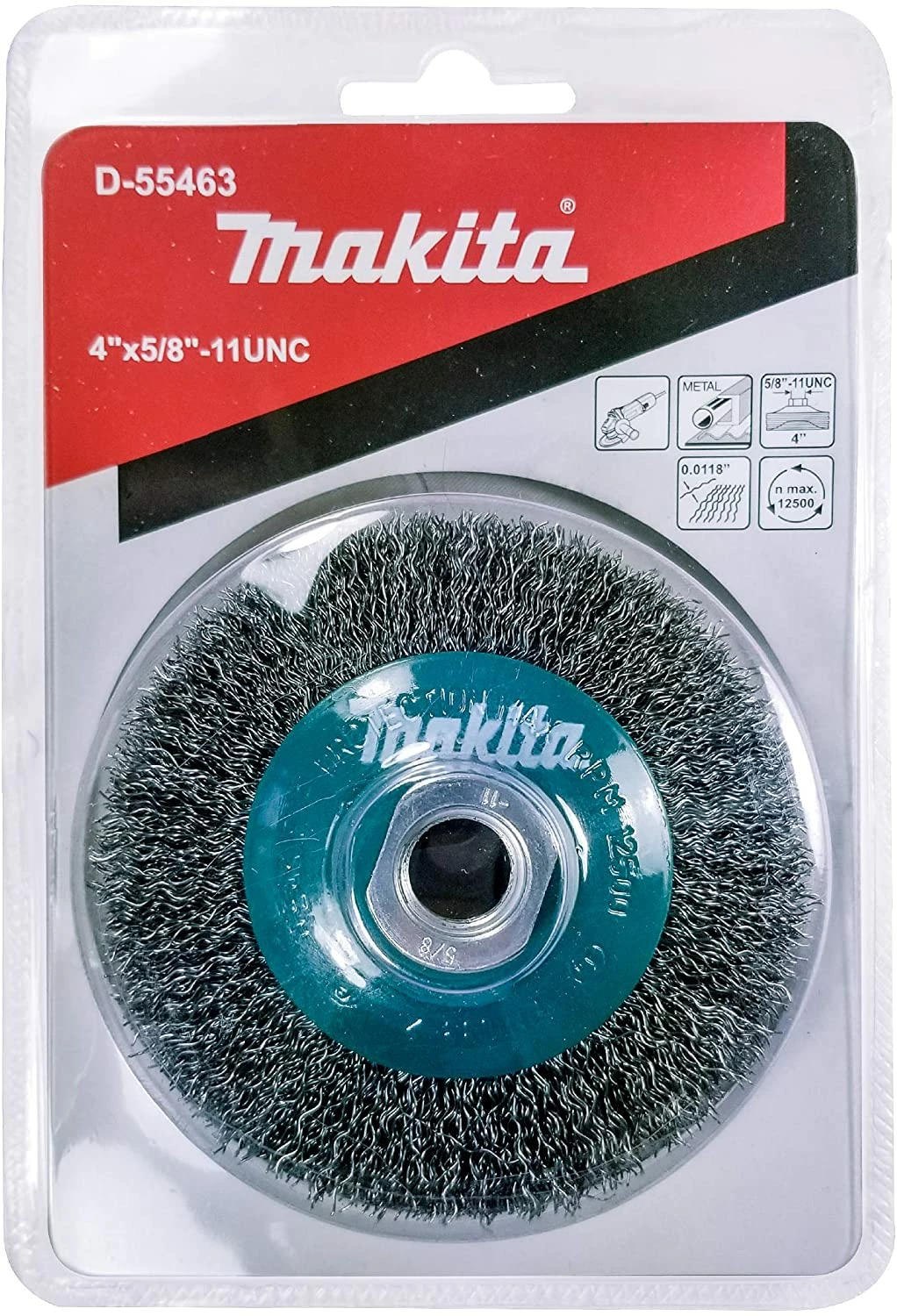Makita 1 Piece - 4 Inch Crimped Wire Wheel Brush For Grinders - Light-Duty Conditioning For Metal - 4" x 5/8-Inch | 11 UNC 2 Makita 1 Piece - 4 Inch Crimped Wire Wheel Brush For Grinders - Light-Duty Conditioning For Metal - 4" x 5/8-Inch | 11 UNC - Image 2