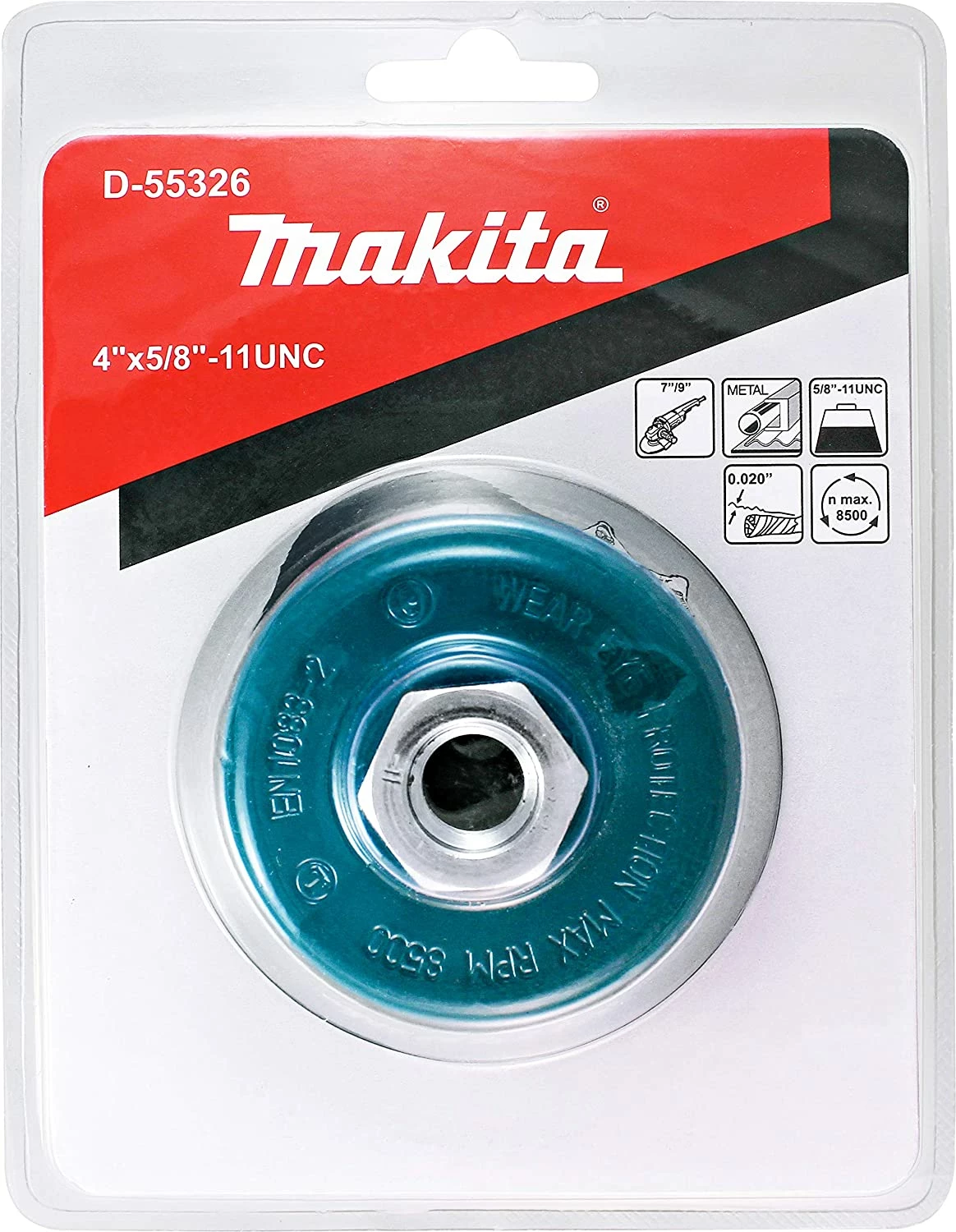 Makita 1 Piece - 4 Inch Knotted Wire Cup Brush For Grinders - Heavy-Duty Conditioning For Metal - 4" x 5/8-Inch | 11 UNC 2 Makita 1 Piece - 4 Inch Knotted Wire Cup Brush For Grinders - Heavy-Duty Conditioning For Metal - 4" x 5/8-Inch | 11 UNC - Image 2