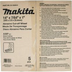 Makita B-10849-5 14" x 7/64" x 1" Abrasive Cut-Off Wheel, 5/pk -Deals Makita Tools Store 81cJchPNztL. AC SL1500
