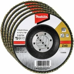 Makita 5 Pack - 40 Grit Flap Disc For Grinders - Aggressive Conditioning For Metal, Stainless Steel