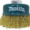 Makita 1 Piece - 3 Inch Brass Crimped Wire Cup Brush For Grinders - Spark-Free Conditioning For Metal - 5/8-Inch Arbor | 11 UNC