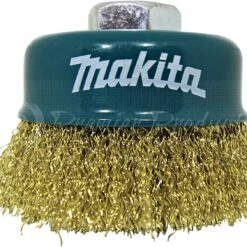 Makita 1 Piece - 3 Inch Brass Crimped Wire Cup Brush For Grinders - Spark-Free Conditioning For Metal - 5/8-Inch Arbor | 11 UNC