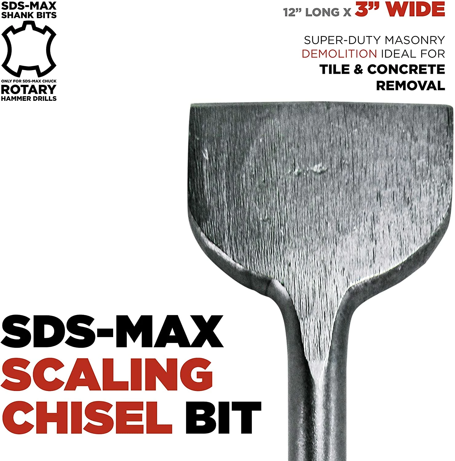 Makita 1 Piece - SDS-Max 3" Scaling Chisel Bit For SDS Max Rotary Hammers - Easy Removal of Tile, Concrete 5 Makita 1 Piece - SDS-Max 3" Scaling Chisel Bit For SDS Max Rotary Hammers - Easy Removal of Tile, Concrete - Image 5