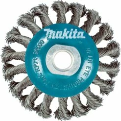 Makita 1 Piece - 4 Inch Knotted Twist Wire Wheel Brush for Grinders - Heavy-Duty Conditioning for Metal - 4" x 5/8-Inch | 11 UNC