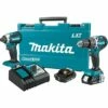 Makita XT269R 2 Amp 18V Compact LXT Lithium-Ion Brushless Cordless Combo Kit (2 Piece), XT269R, Blue