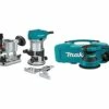 Makita RT0701CX7 1-1/4 HP Compact Router Kit, Fixed and Plunge bases with 5" Random Orbit Sander, Tool Case with BO5030K 5