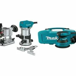 Makita RT0701CX7 1-1/4 HP Compact Router Kit, Fixed and Plunge bases with 5" Random Orbit Sander, Tool Case with BO5030K 5