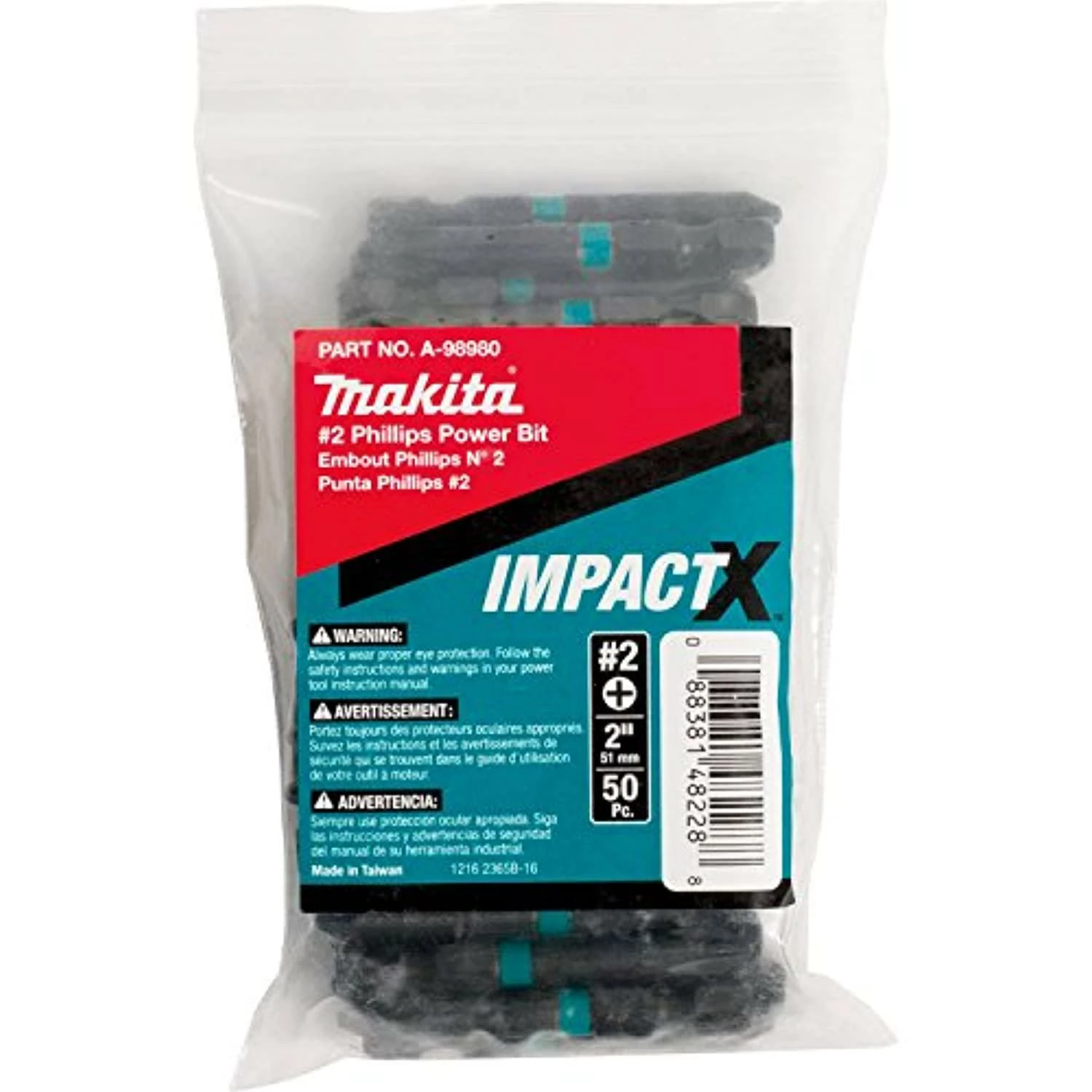 makita a-98980 impactx #2 phillips 2? power bit, 50 pack, bulk 1 makita a-98980 impactx #2 phillips 2? power bit, 50 pack, bulk