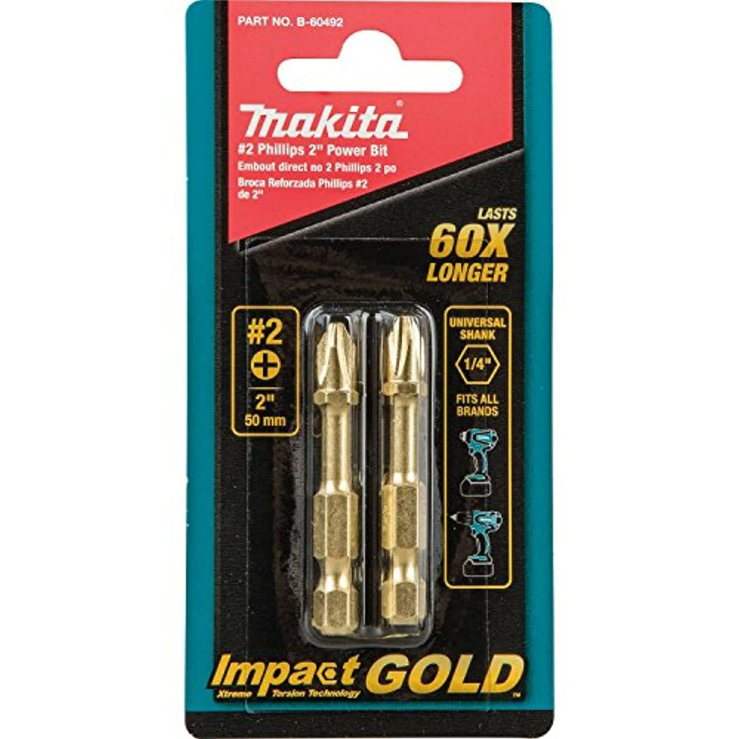 makita b-60492 impact gold #2 phillips 2? power bit, 2/pk 2 makita b-60492 impact gold #2 phillips 2? power bit, 2/pk - Image 2
