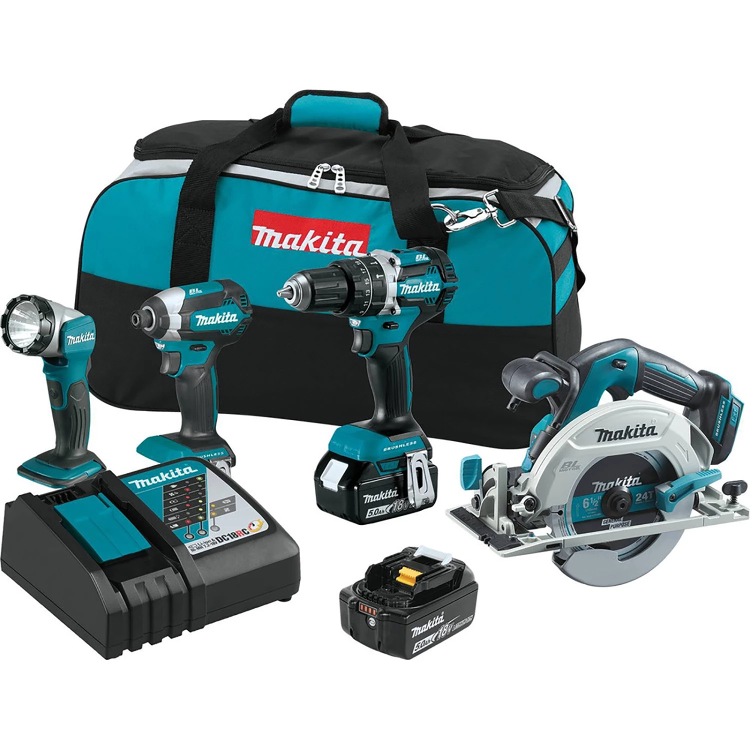Makita XT446T 18V LXT 5.0Ah Lithium-Ion Brushless Cordless 4-Piece Combo Kit 1 Makita XT446T 18V LXT 5.0Ah Lithium-Ion Brushless Cordless 4-Piece Combo Kit